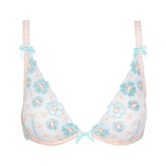 For Love & Lemons Aurora Underwire Bra Pink Blue Small NEW - Picture 2 of 5
